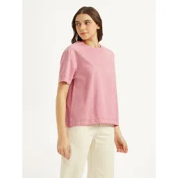levi's Women's Solid Pink Round Neck Top image 4