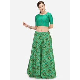LEWAWAA Green & Gold-Toned Foil Print Ready to Wear Lehenga & Unstitched Choli-picture-39