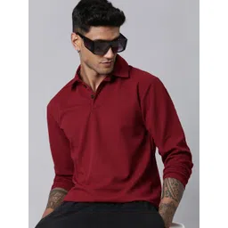 LEWEL Men Textured Buttoned Long Sleeves Polo Collar T-shirt-picture-13