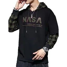 lewel Men's Stylish Printed Hooded Full Sleeve T-Shirt (Green)-picture-25