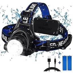 LEXSO Headlamp Flashlight, USB Rechargeable LED Headlamp Torch, IPX4 Waterproof Headlight with 3 Modes and Adjustable Headband Perfect for Camping, Hiking, Outdoors, Hunting, Running-picture-25