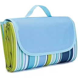 LEXSO Multipurpose Picnic Mat/Floor Mat/Rug/Carpet/chatai/Outdoor Mat Waterproof Sandproof Foldable Portable Outdoor Picnic Blankets Mat for Beach Camping 150 X 180 CM (Blue Lines)-picture-15
