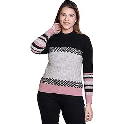 leza Winter Wear Casual Wear Acrylic Blend Full Sleeve Round Neck Colourblock Women's Sweater (New_606)-picture-49