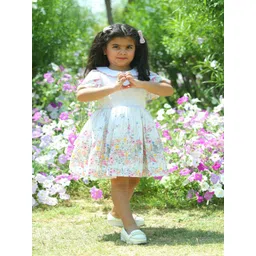 LH LUXURY FASHION Girls Floral Print Flutter Sleeve Fit & Flare Dress-picture-28