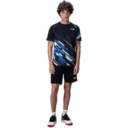 Li-Ning ATSUA43 Men's Round-Neck Badminton T-Shirt, Lightweight, Quick-Dry, Breathable (in, Alpha, 2XS, Black)-picture-21