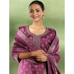 Libas Bandhani Printed Sequinned Kurta with Trousers & Dupatta-picture-11