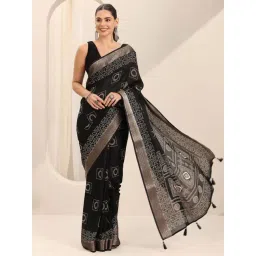 Libas Black Bandhani Print Saree with Unstitched Blouse-picture-20