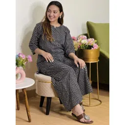 Libas Black Cotton Straight Fit Printed Night Suit-picture-35