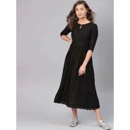 Libas Black Self Pattern A-Line Dress-picture-20