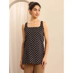 Libas Black Straight Fit Floral Print Kurti-picture-10