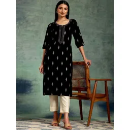 Libas Black Woven Pattern Straight Kurta-picture-38