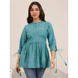 Libas Blue Cotton Chevron Kurti-picture-46