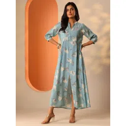 Libas Blue Flared Fit Floral Print Dress-picture-35