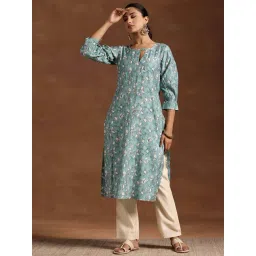 Libas Blue Printed Straight Kurta-image-14