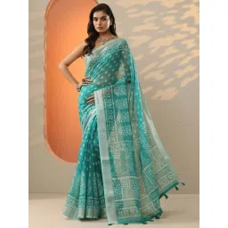 Libas Blue Regular Fit Printed Saree With Unstitched Blouse-picture-39