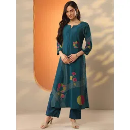 Libas Blue Straight Fit Floral Print Kurta-picture-35