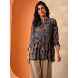 Libas Blue Straight Fit Printed Kurti-image-8