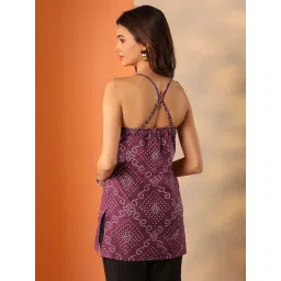 Libas Burgundy Straight Fit Printed Kurti image 2