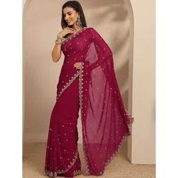 Libas Embellished Embroidered Pure Georgette Heavy Work Saree-picture-29