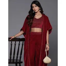 Libas Embroidered Crop Top with Palazzos & Shrug-picture-10