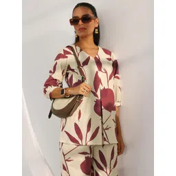 Libas Ethnic Motif Printed Front Pleated Tunic With Trouser Co-Ords-image-1