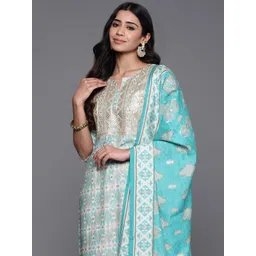 Libas Ethnic Motifs Printed Regular Sequinned Kurta with Palazzos & Dupatta-image-35