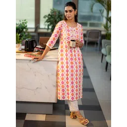 Libas Ethnic Motifs Printed Thread Work Round Neck Straight Kurta-image-45