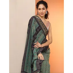 Libas Ethnic Motifs Silk Blend Handloom Ikat Saree-picture-10