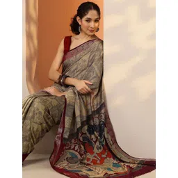 Libas Ethnic Motifs Silk Blend Handloom Saree-image-47