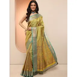 Libas Ethnic Motifs Zari Silk Blend Saree-image-49