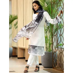 Libas Floral Printed Beads and Stones Kurta with Trousers & Dupatta-picture-40