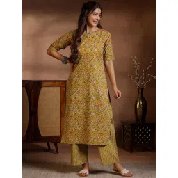Libas Floral Printed Keyhole Neck Straight Kurta With Palazzos-picture-25