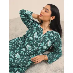 Libas Floral Printed Notch Neck Straight Short Kurta With Salwar-image-14