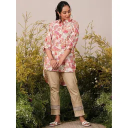 Libas Floral Printed Shirt Collar Three-Quarter Sleeves Pathani Kurti-picture-21