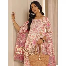 Libas Floral Printed Thread Work Straight Kurta With Salwar & Dupatta-picture-14