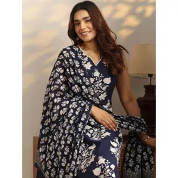 Libas Floral Printed V-Neck Straight Kurta With Trousers & Dupatta-image-41