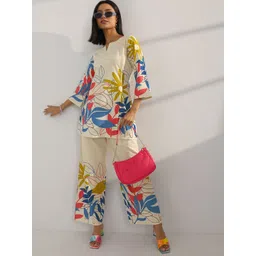 Libas Floral Printed V-Neck Tunic With Trouser Co-Ords-picture-42