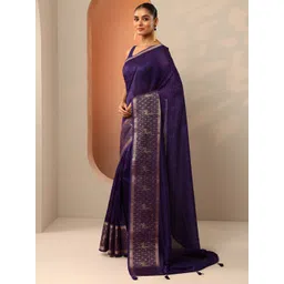 Libas Floral Printed Woven Design Zari Banarasi Saree-picture-27