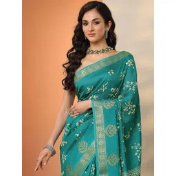 Libas Floral Silk Blend Handloom Saree image 4