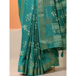 Libas Floral Silk Blend Handloom Saree image 5