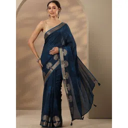 Libas Floral Zari Silk Blend Handloom Saree-picture-31