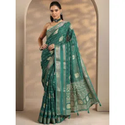 Libas Green Woven Design Saree With Unstitched Blouse-picture-22