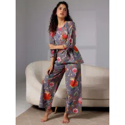 Libas Grey Cotton Printed Kurti & Pyjama Set-picture-37