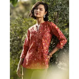 Libas Maroon Floral Print Straight Kurti-picture-11