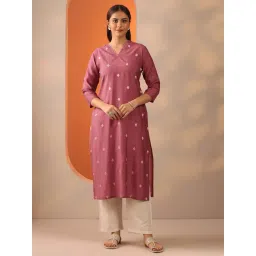 Libas Mauve Straight Fit Embroidered Kurta-picture-26