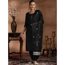 Libas Notch Neck Zari Straight Kurta with Salwar & Dupatta-picture-28