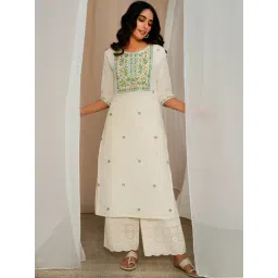 Libas Off-White Cotton Embroidered Straight Kurta-picture-26