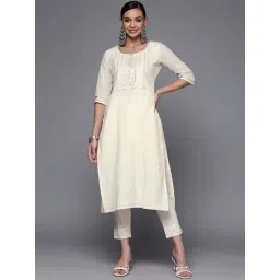 Libas Off-White Cotton Embroidered Straight Kurta-picture-31