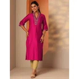 Libas Pink Straight Fit Embroidered Kurta-picture-38