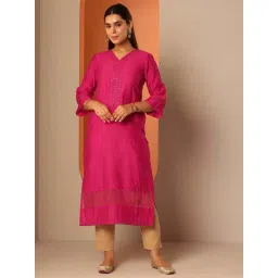 Libas Pink Straight Fit Embroidered Kurta-picture-13